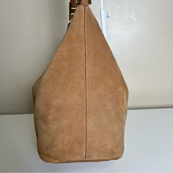 India Hicks Tan Suede Edwina Hobo Bag Purse with Gold-Tone Hardware - Picture 3 of 16